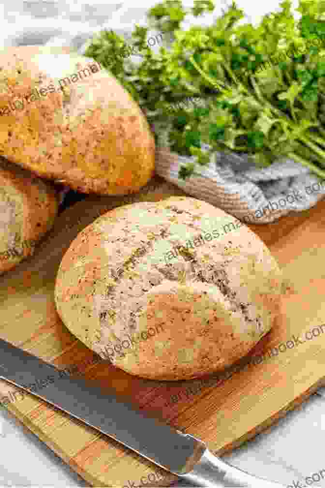 A Crusty Loaf Of Herb And Parmesan Bread, Topped With Fresh Rosemary And Parmesan Cheese. The Professional Bread Machine Cookbook For Beginner: Easy Bread Recipes For No Fuss Home Baking With Your Bread Maker