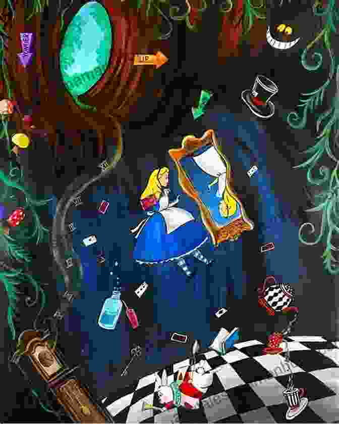 A Vibrant And Detailed Illustration Of Alice Tumbling Down The Rabbit Hole Into Wonderland Alice S Adventures In Wonderland : Illustrated Edition