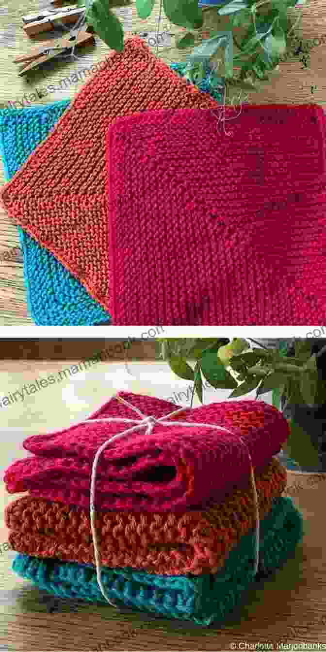 A Vibrant Knitted Dishcloth Pillow Pattern Featuring A Colorful Striped Design In Flight:: Whimsical Dishcloth Pillow Or Afghan Patterns To Knit (Knitting Simple 3)
