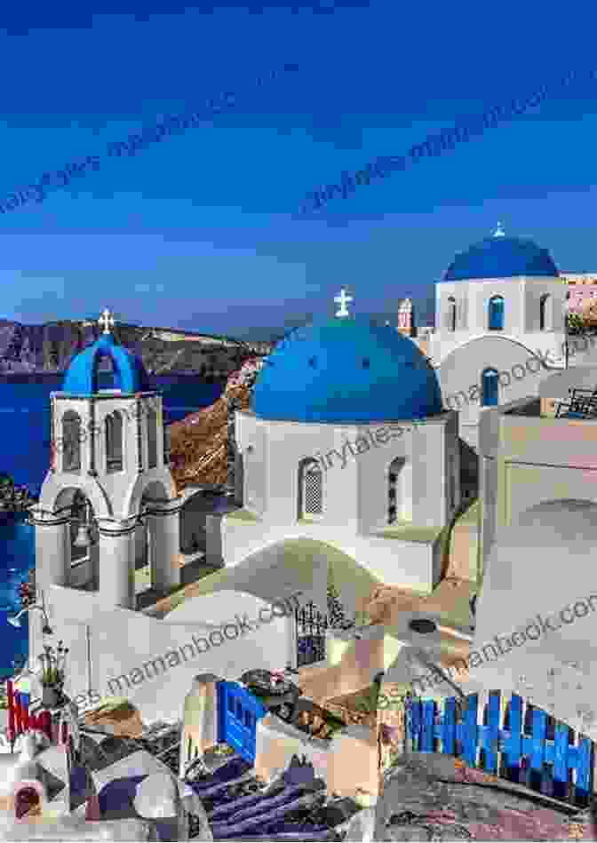 Santorini's Iconic Whitewashed Buildings And Blue Domed Churches Perched On Dramatic Cliffs, With A Fiery Sunset In The Background. Unbelievable Pictures And Facts About Greece